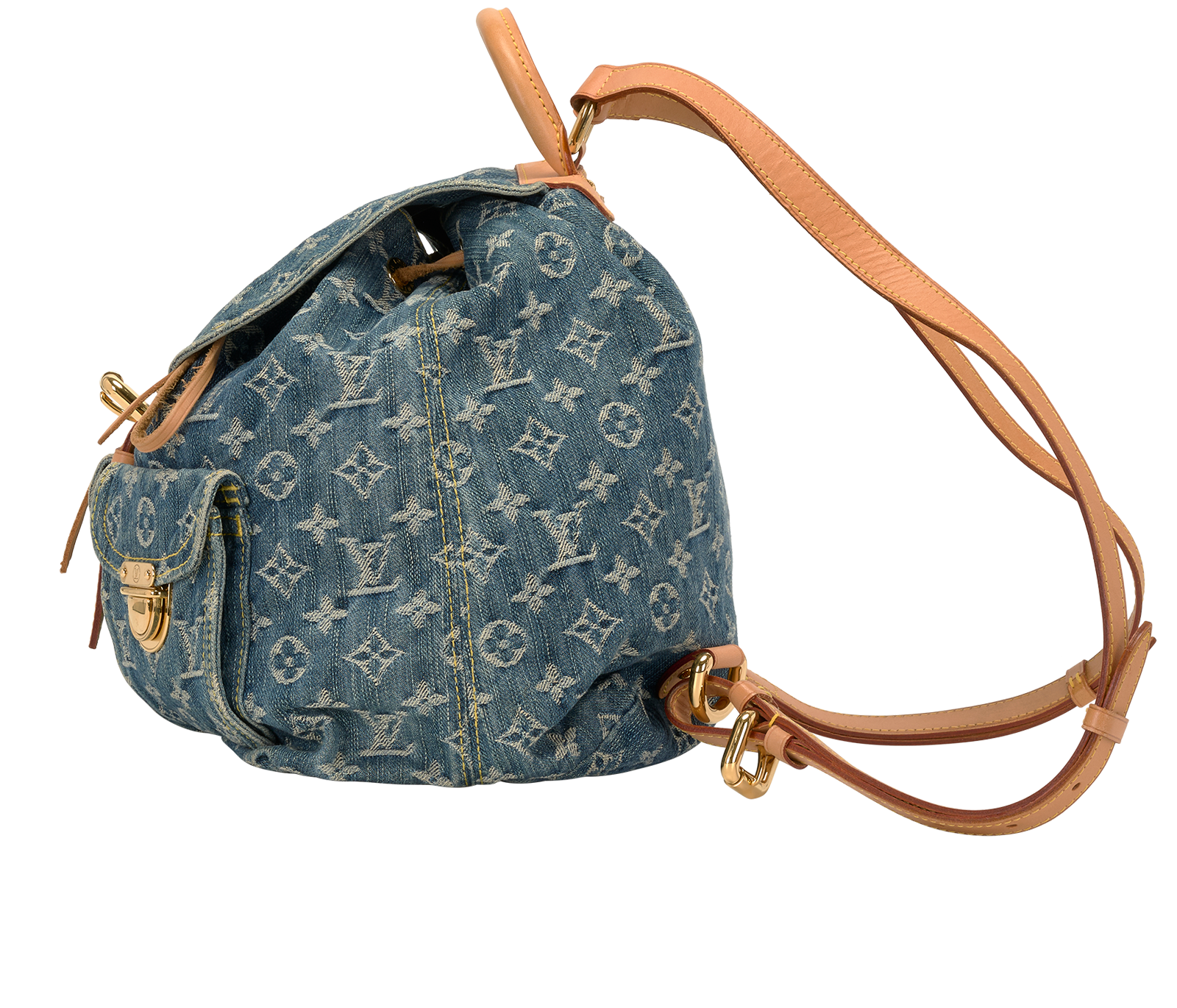 Sac A Dos, &pound;2,200, Handbags, Blue/Tan, Denim, Bottom view